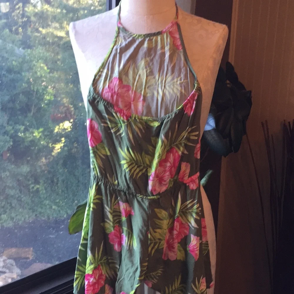 The Children’s place romper pink flower and green leaf design size small
